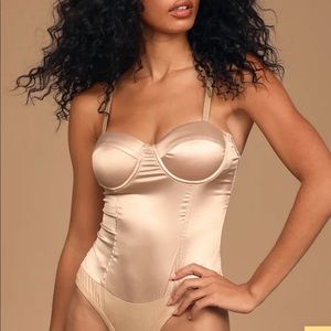 Nude Satin Bustier Bodysuit
